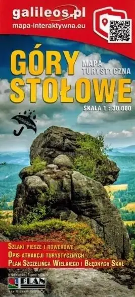 Mapa turystyczna - Góry Stołowe laminowana